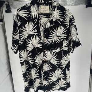 Weatherproof Vintage Black & White Palm Tree Button Up Shirt XL